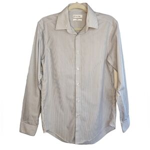 Calvin Klein’s Men’s Pinstripe Button-Up Cotton Oversized Collared Top Shirt M